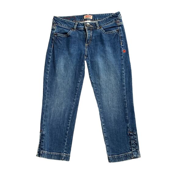 Vintage Y2K No Boundaries Snap Hem Low Rise Cropped Skinny Blue Jeans Size 9 - Picture 1 of 8